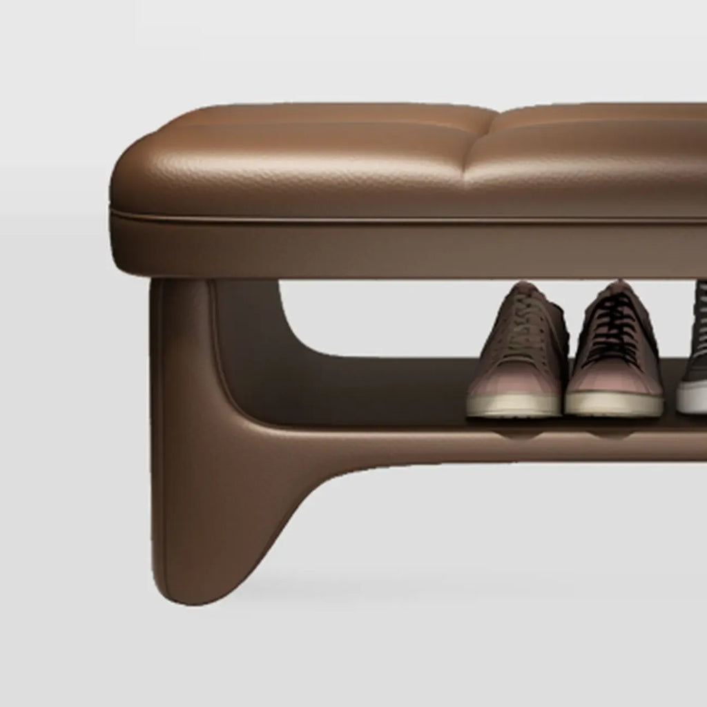 Cushioned Solid Color Modern Entryway Bench with Storage