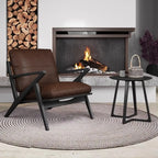Brown Genuine Leather High Back Armrest Accent Chair