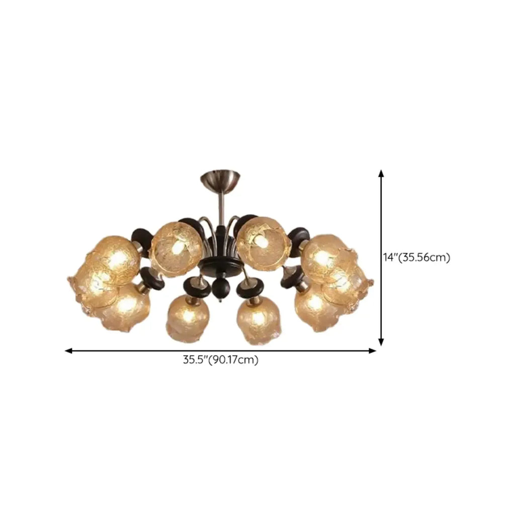 Black Crystalline Glass Globe Modern Chandelier Lights