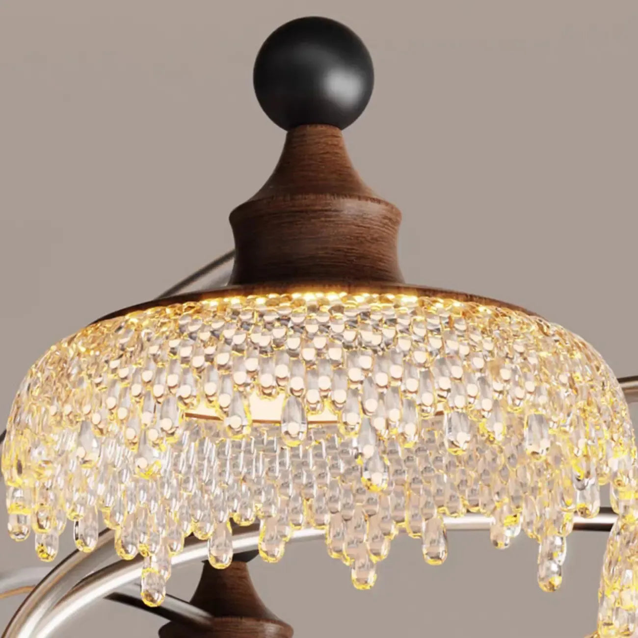 Black Crystal Wood Branch Modern Crystalline Chandelier
