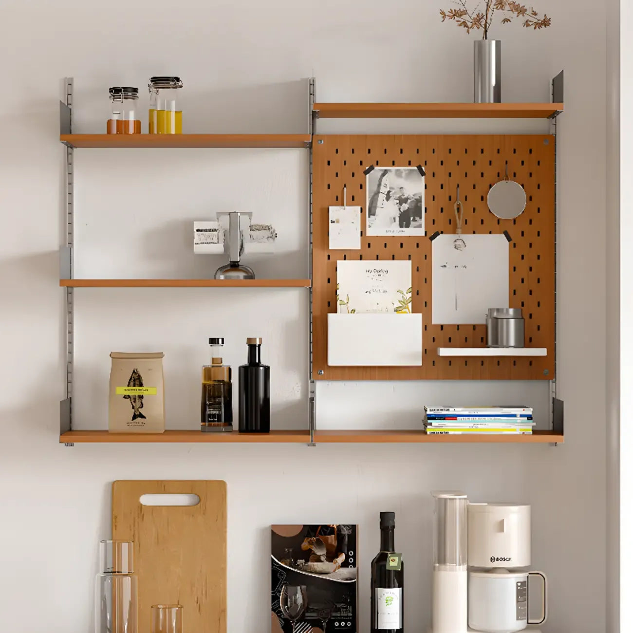 Brown Wall Mounted Floating Bookshelf with Storage