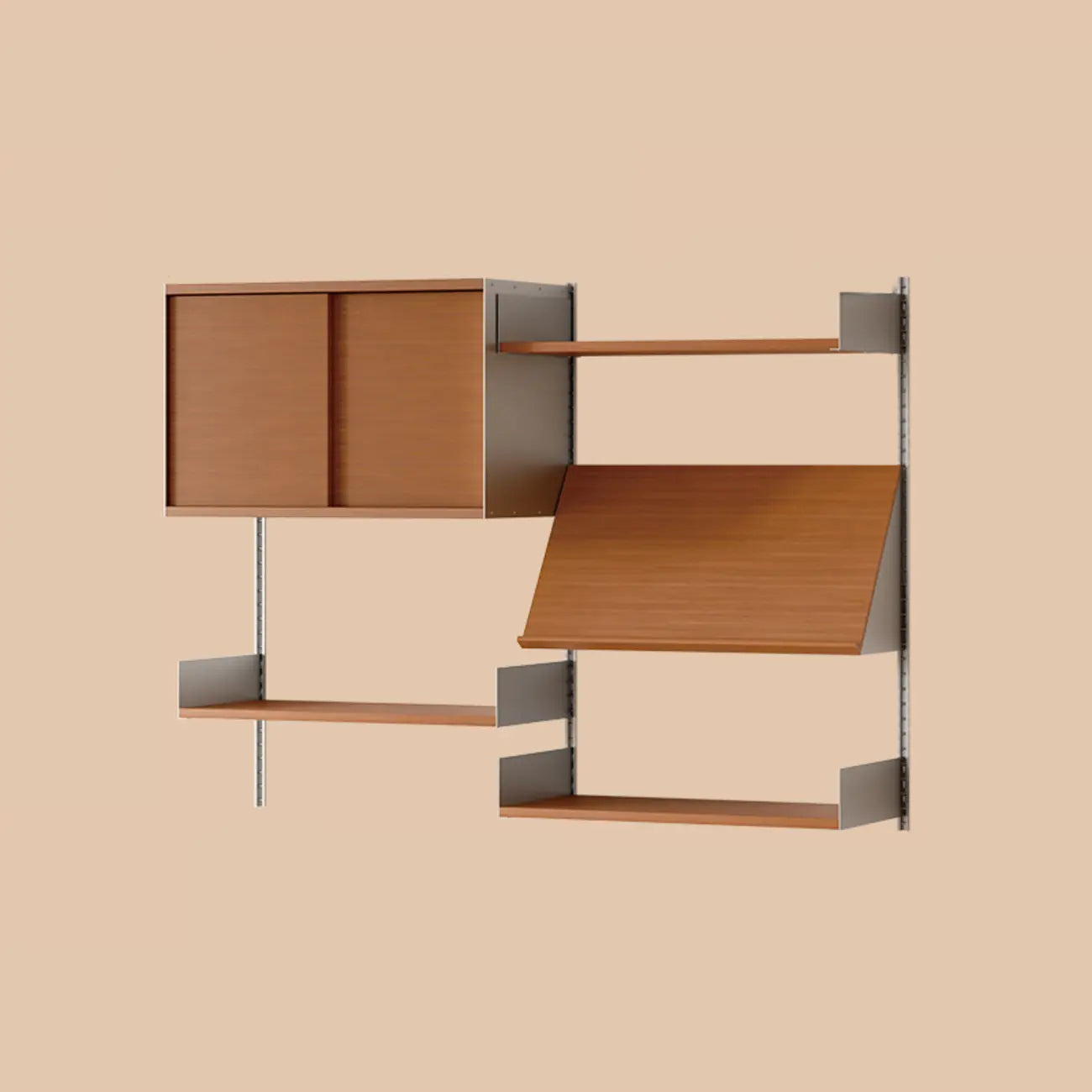 Brown Wall Mounted Floating Bookshelf with Storage