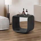 Contemporary Black Elegant Open Storage Wooden Side Table