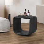 Contemporary Black Elegant Open Storage Wooden Side Table