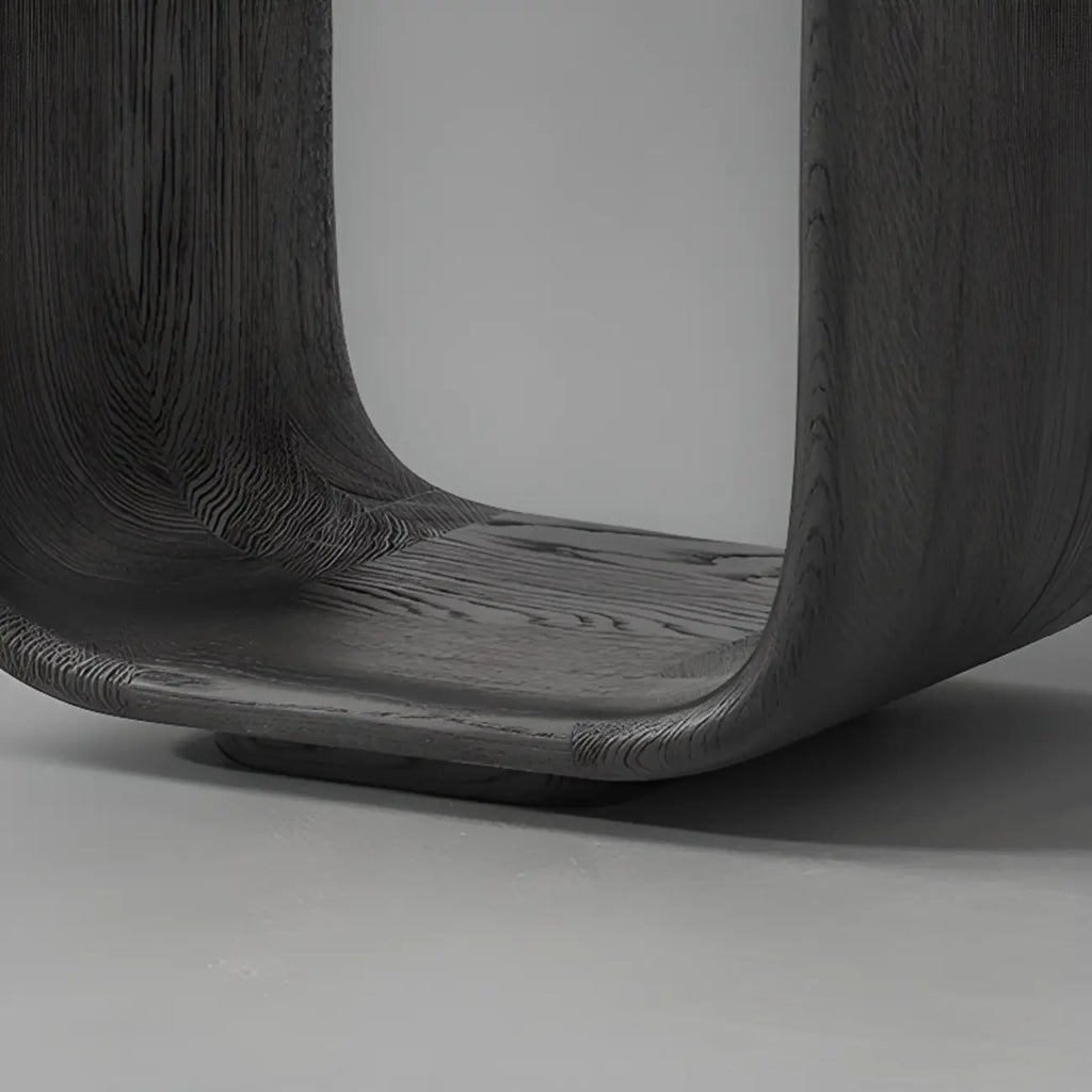 Contemporary Black Elegant Open Storage Wooden Side Table