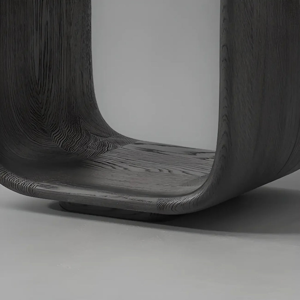 Contemporary Black Elegant Open Storage Wooden Side Table
