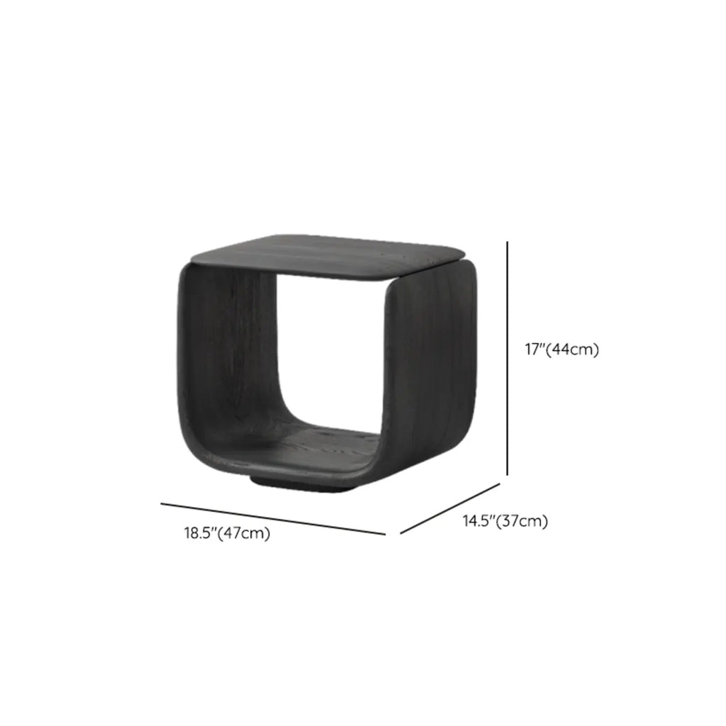 Contemporary Black Elegant Open Storage Wooden Side Table