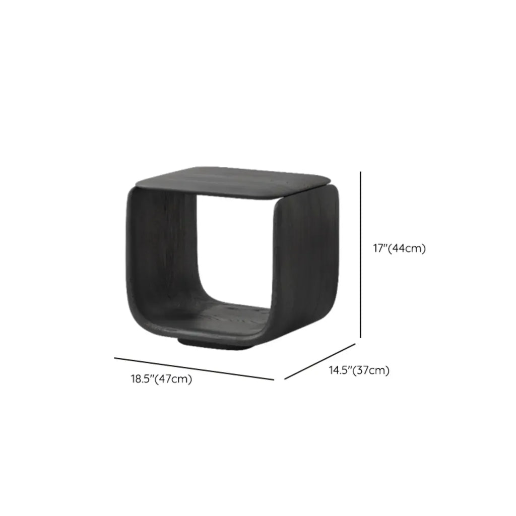 Contemporary Black Elegant Open Storage Wooden Side Table