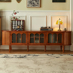 Art Deco Modern Wood TV Stand with Cable Management