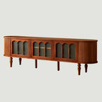 Art Deco Modern Wood TV Stand with Cable Management
