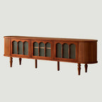 Art Deco Modern Wood TV Stand with Cable Management