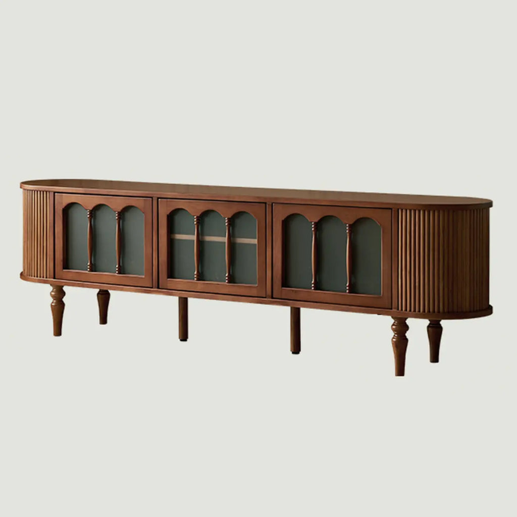 Art Deco Modern Wood TV Stand with Cable Management