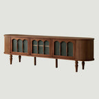 Art Deco Modern Wood TV Stand with Cable Management