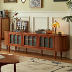 Art Deco Modern Wood TV Stand with Cable Management