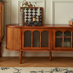 Art Deco Modern Wood TV Stand with Cable Management