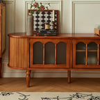 Art Deco Modern Wood TV Stand with Cable Management