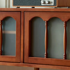 Art Deco Modern Wood TV Stand with Cable Management