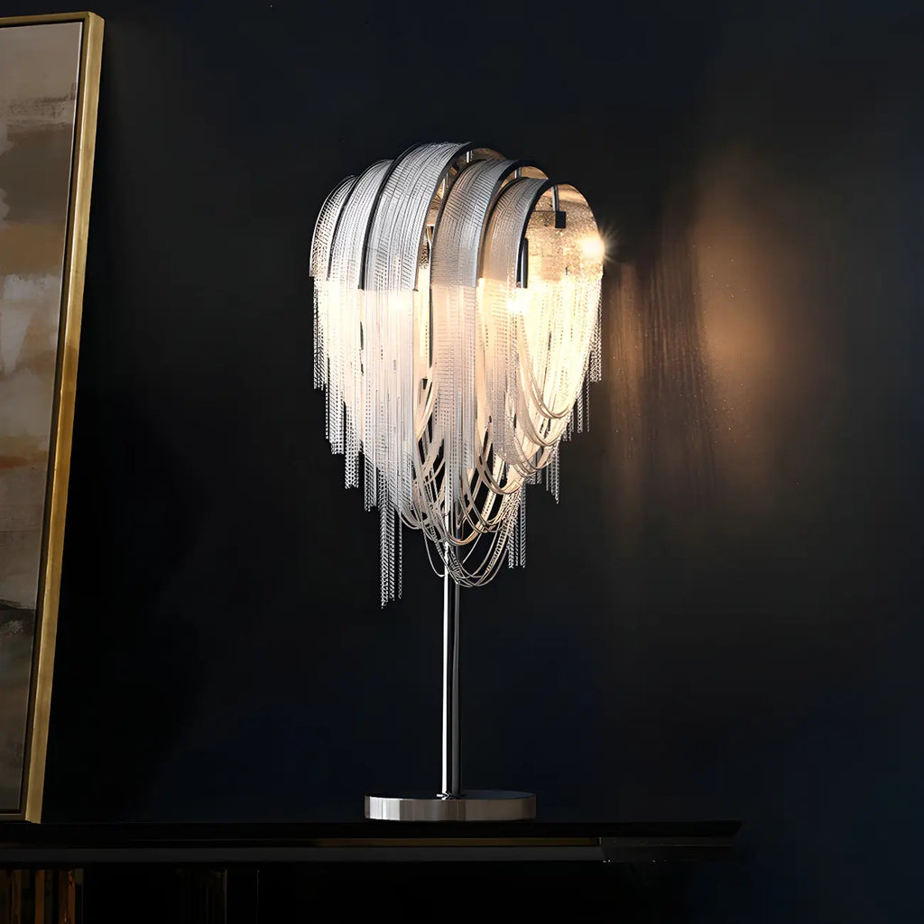 Contemporary Silver Chain Decorative Table Lamp