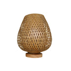 Oriental Beige Rattan Wood LED Table Lamp for Bedroom