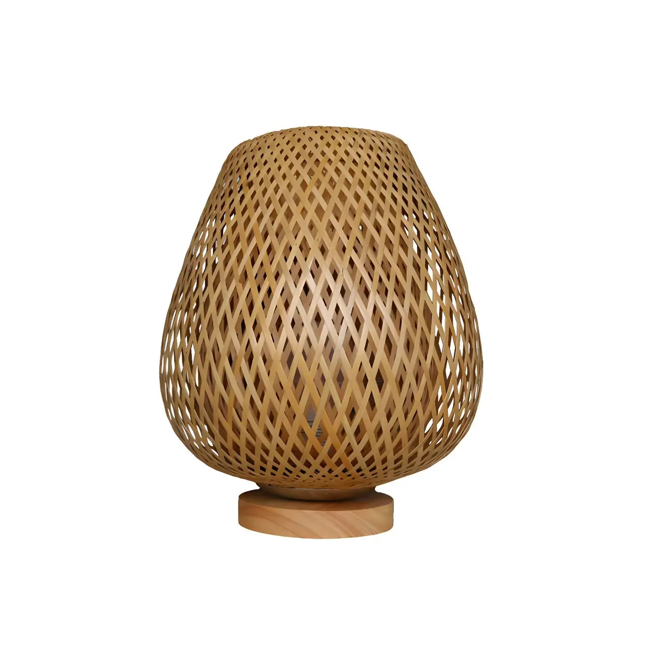 Oriental Beige Rattan Wood LED Table Lamp for Bedroom