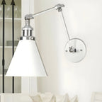 White Metal Adjustable Swing Arm Wall Light with Different Shade