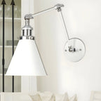 White Metal Adjustable Swing Arm Wall Light with Different Shade