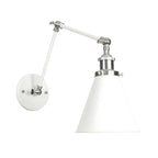 White Metal Adjustable Swing Arm Wall Light with Different Shade