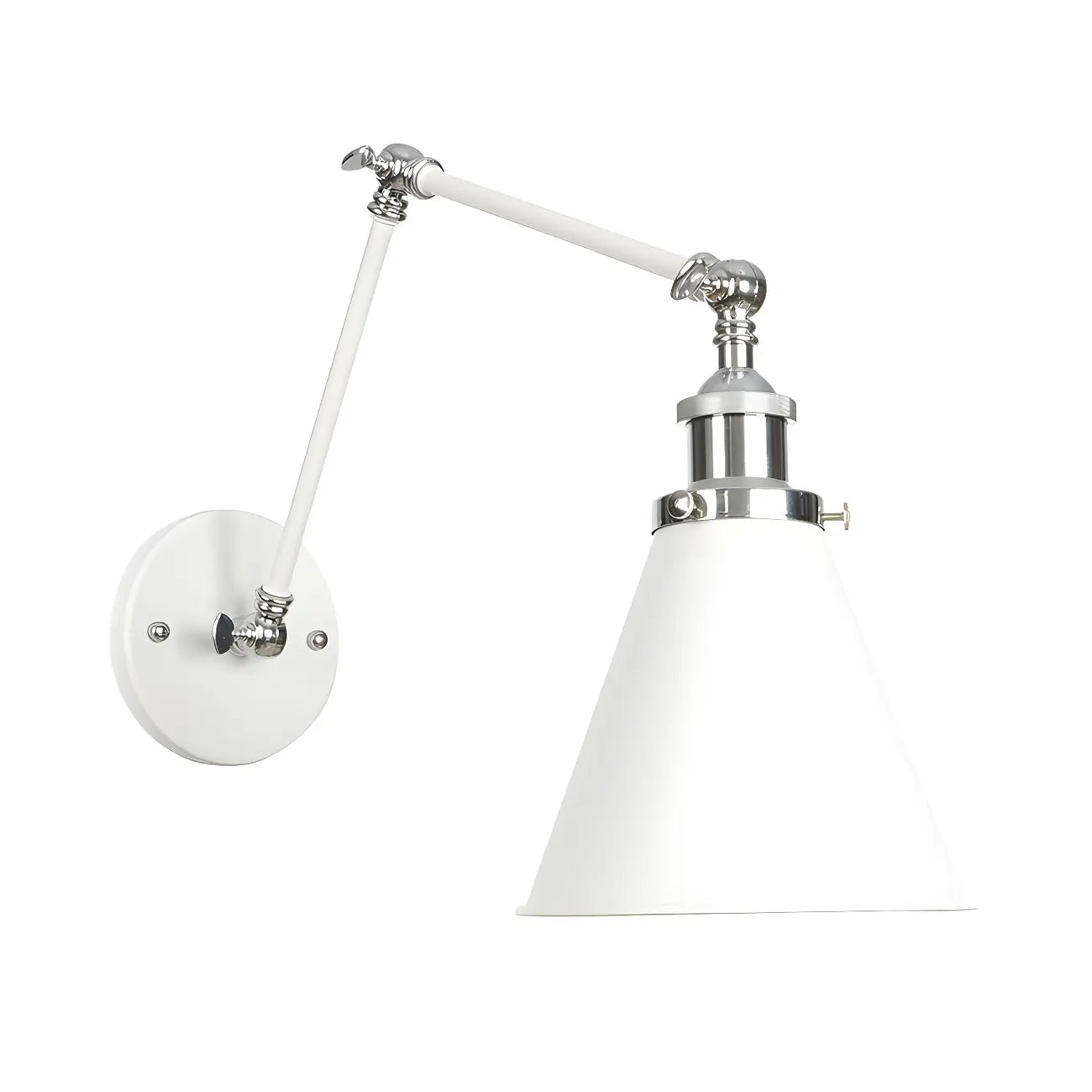 White Metal Adjustable Swing Arm Wall Light with Different Shade