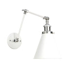 White Metal Adjustable Swing Arm Wall Light with Different Shade