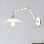White Metal Adjustable Swing Arm Wall Light with Different Shade