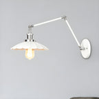 White Metal Adjustable Swing Arm Wall Light with Different Shade