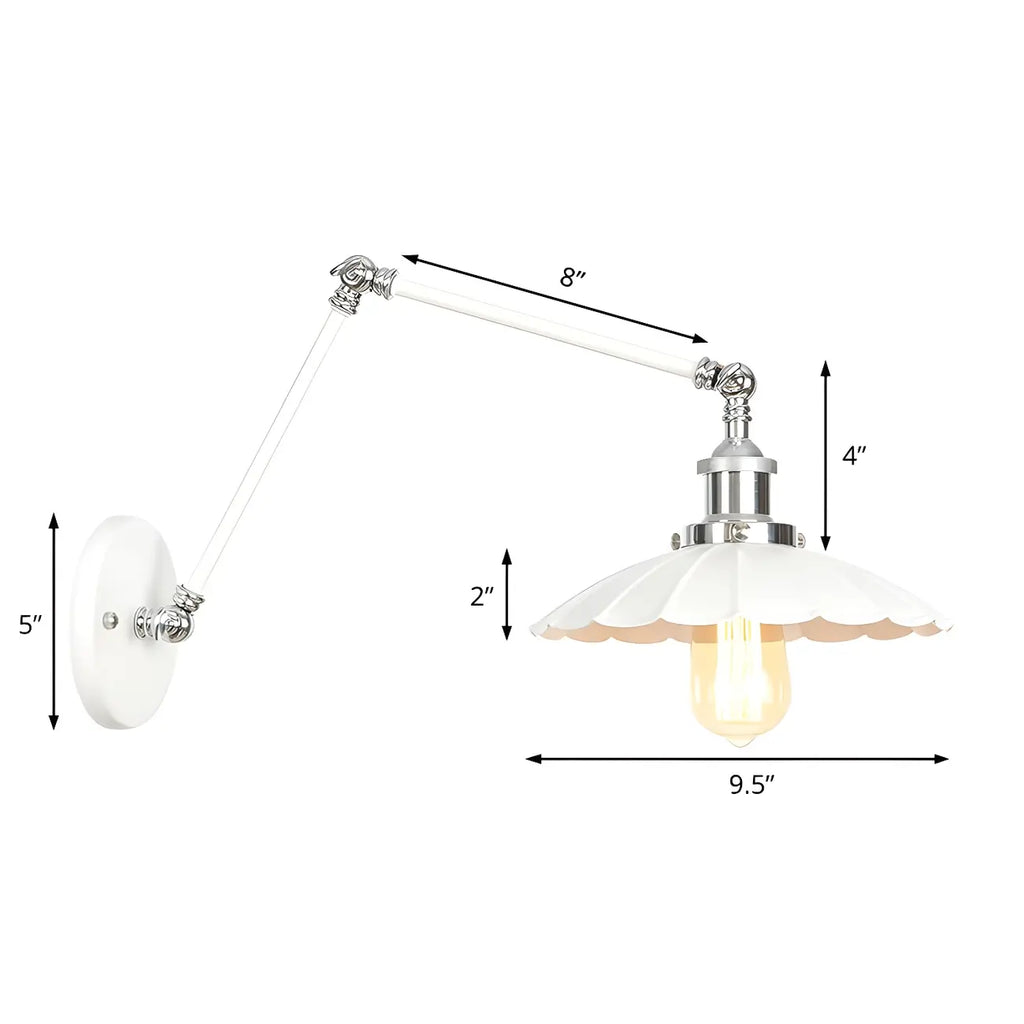 White Metal Adjustable Swing Arm Wall Light with Different Shade