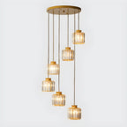 Contemporary Stairwell Spiral Cylinder Crystal Pendant Light