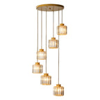 Contemporary Stairwell Spiral Cylinder Crystal Pendant Light