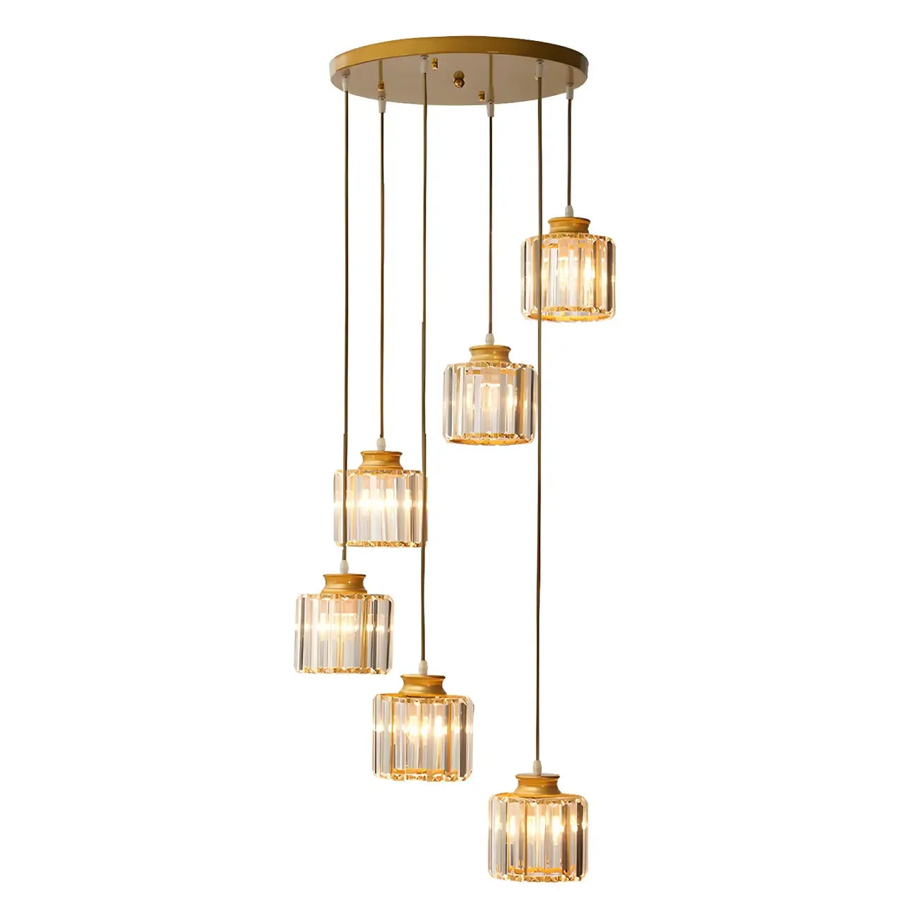 Contemporary Stairwell Spiral Cylinder Crystal Pendant Light