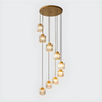 Contemporary Stairwell Spiral Cylinder Crystal Pendant Light