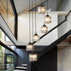 Contemporary Stairwell Spiral Cylinder Crystal Pendant Light