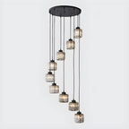 Contemporary Stairwell Spiral Cylinder Crystal Pendant Light