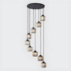 Contemporary Stairwell Spiral Cylinder Crystal Pendant Light