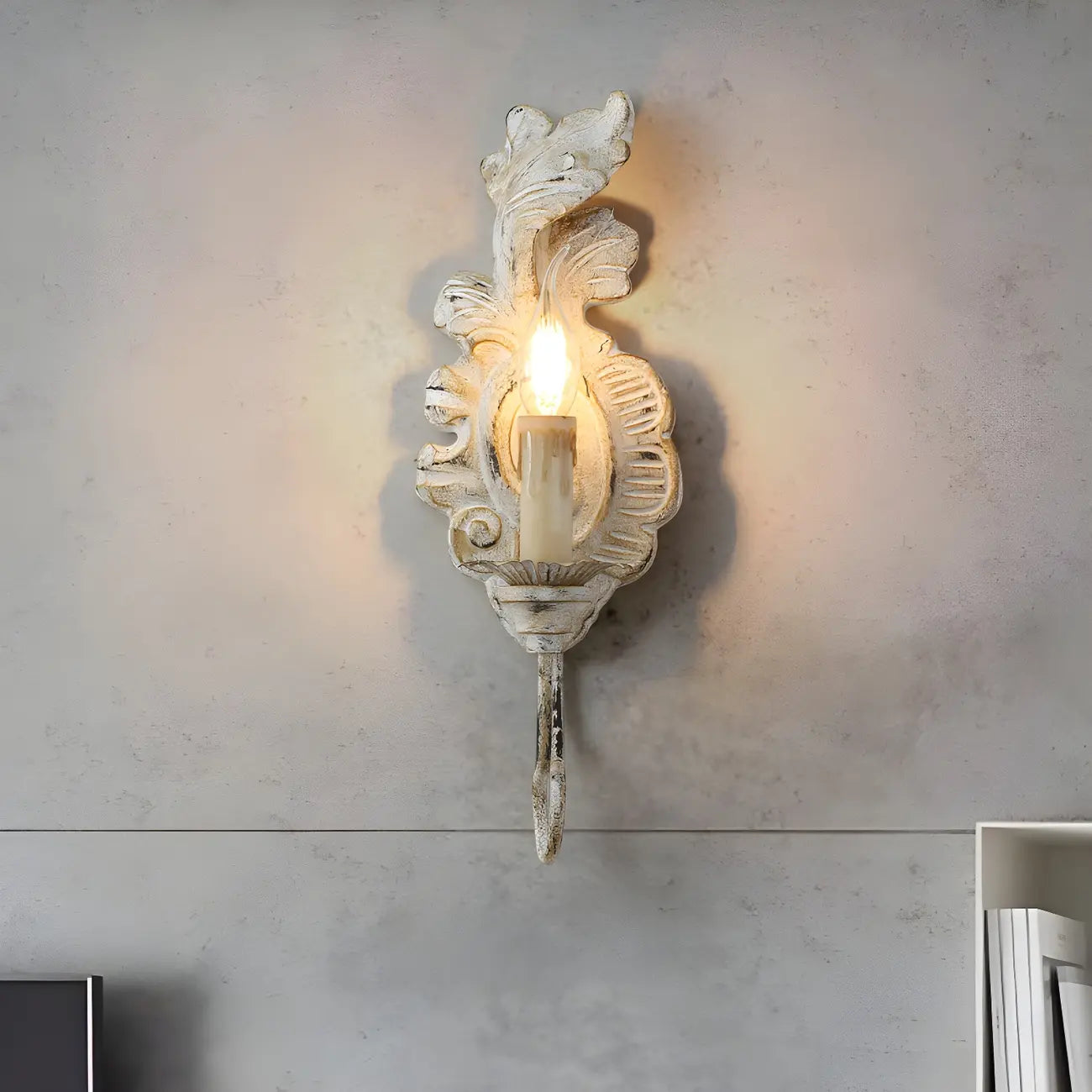 Antique Wall Sconce with Fabric Shade for Hallway Decor