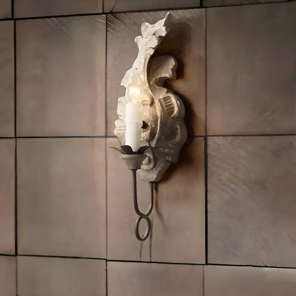 Antique Wall Sconce with Fabric Shade for Hallway Decor