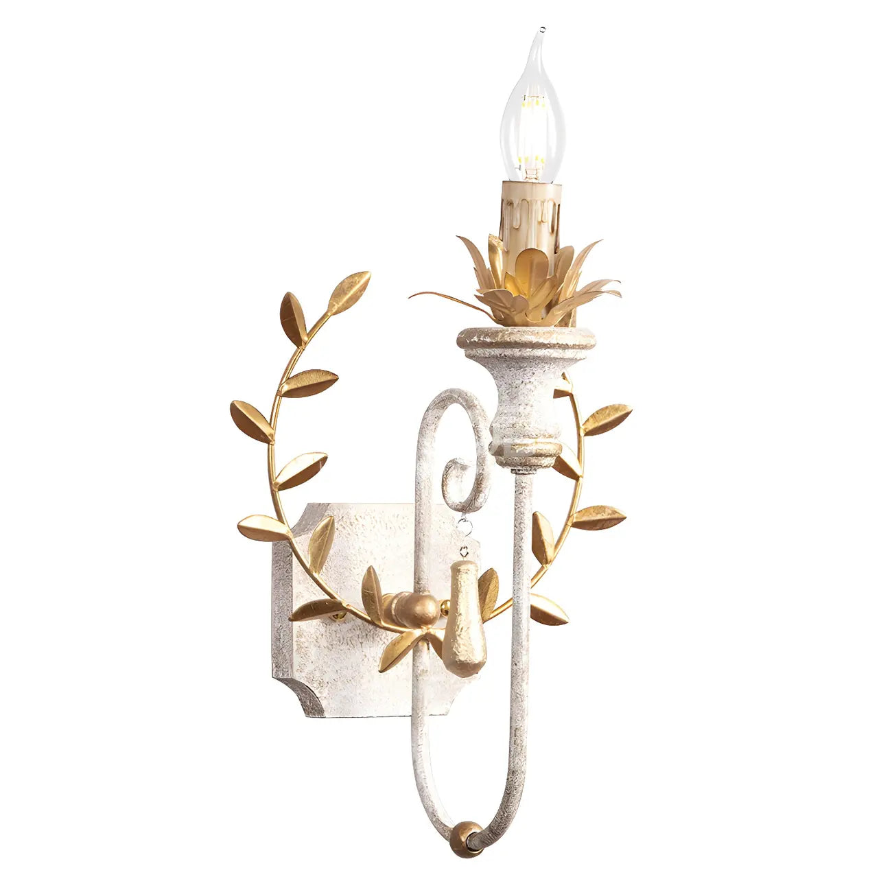 Antique Wall Sconce with Fabric Shade for Hallway Decor