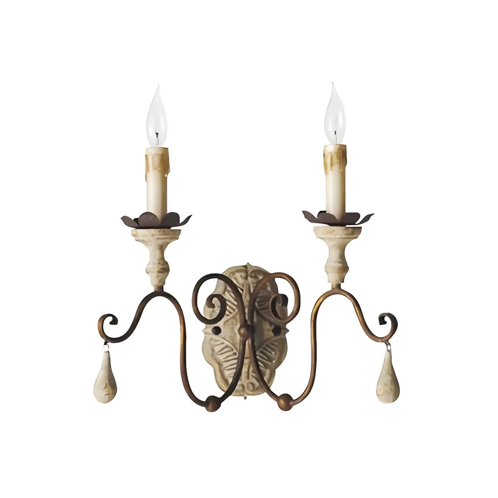 Antique Wall Sconce with Fabric Shade for Hallway Decor