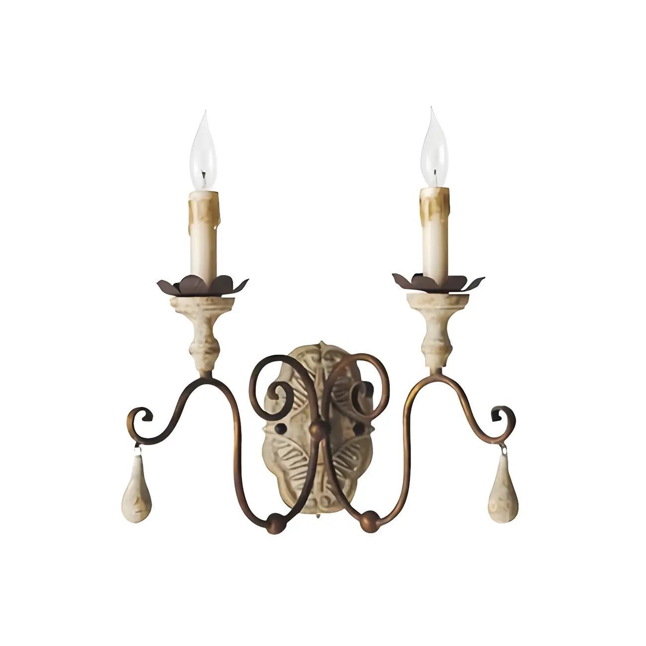 Antique Wall Sconce with Fabric Shade for Hallway Decor
