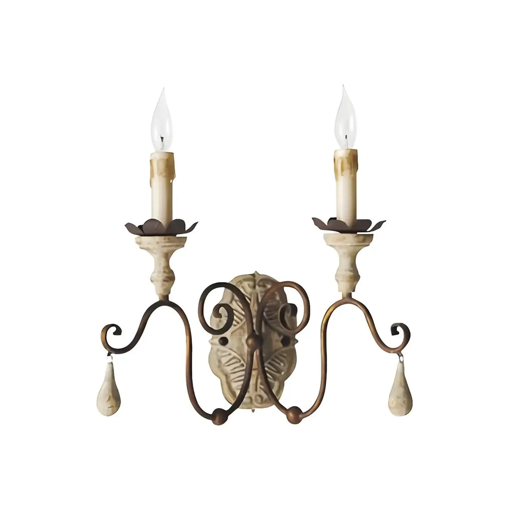 Antique Wall Sconce with Fabric Shade for Hallway Decor