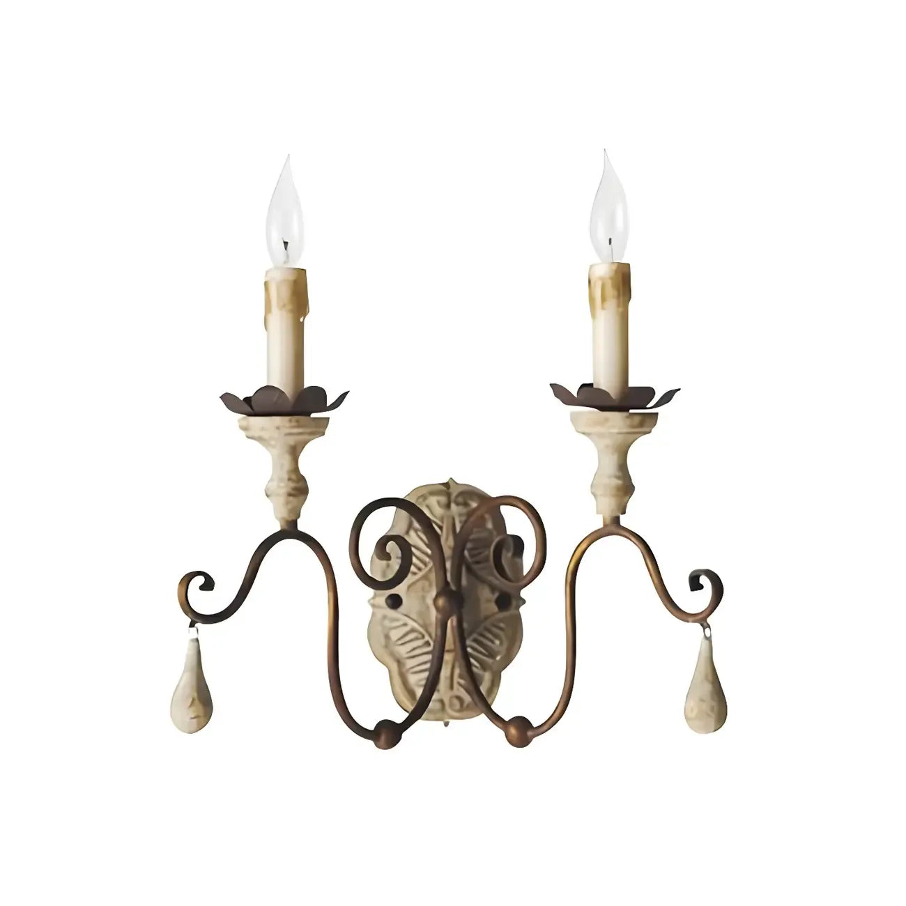 Antique Wall Sconce with Fabric Shade for Hallway Decor