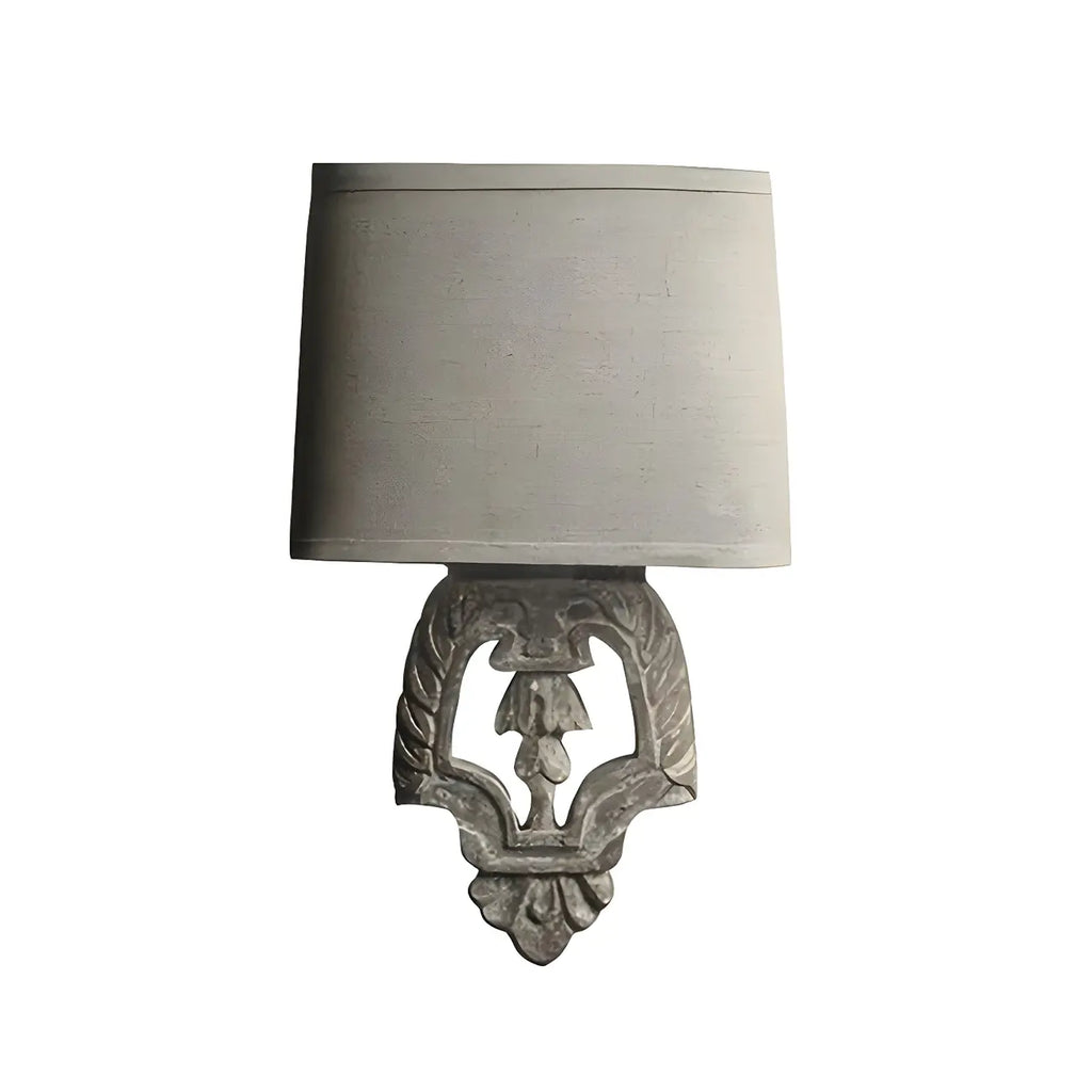 Antique Wall Sconce with Fabric Shade for Hallway Decor