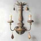Antique Wall Sconce with Fabric Shade for Hallway Decor