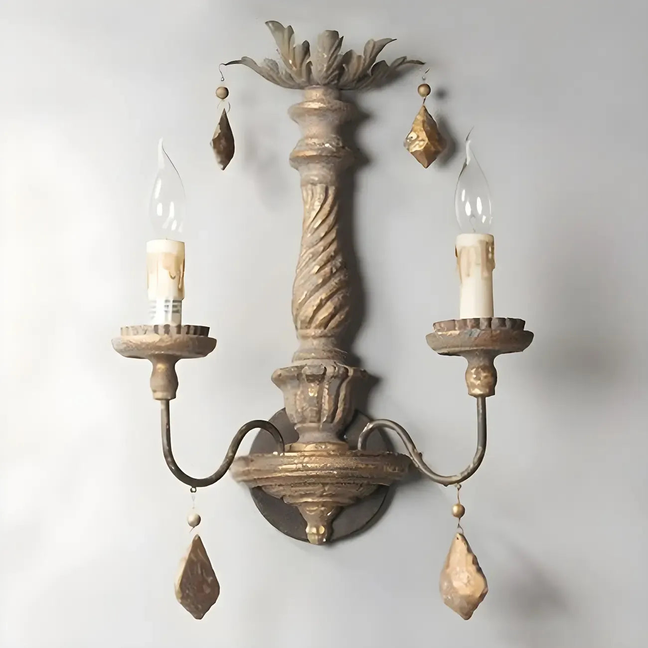 Antique Wall Sconce with Fabric Shade for Hallway Decor