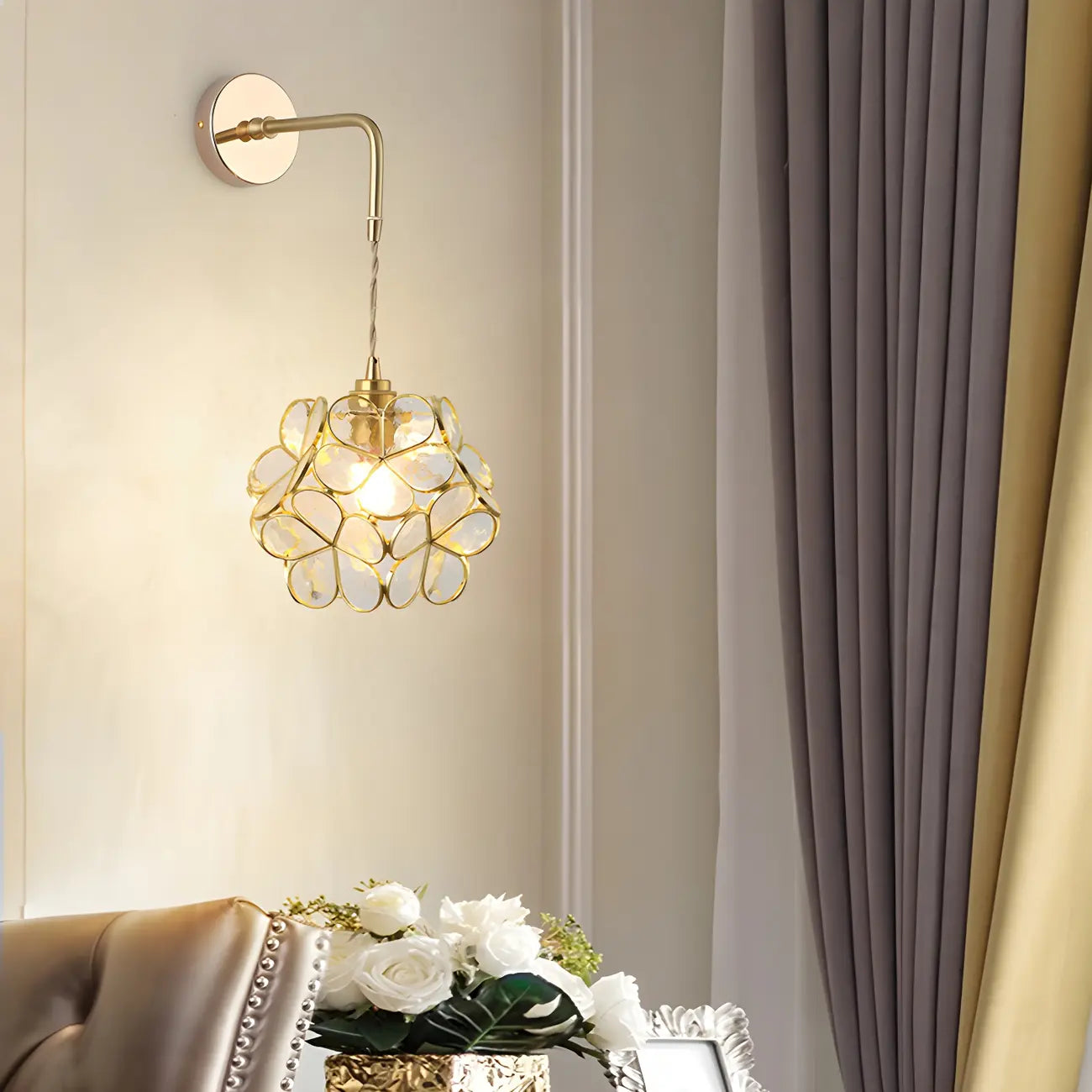 9 Inch Industrial Gold Glass LED Wall Sconce for Living Spaces